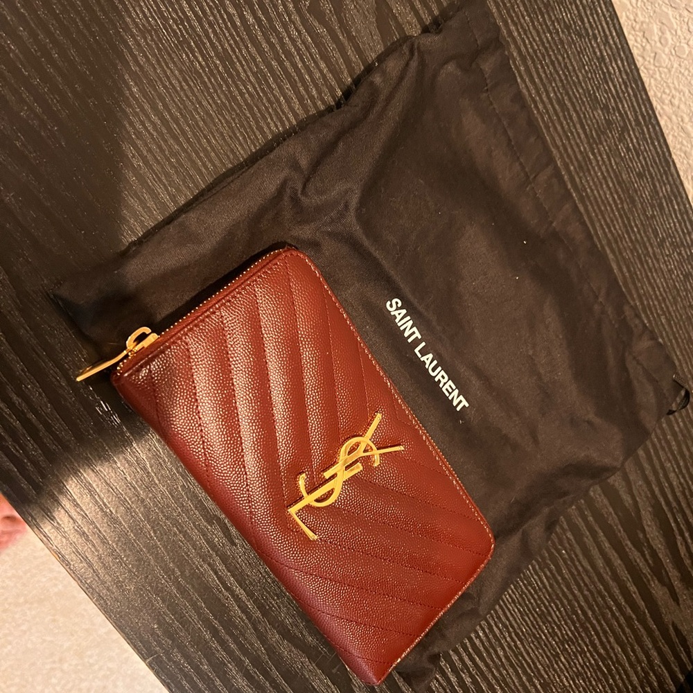 YSL monogram zip wallet